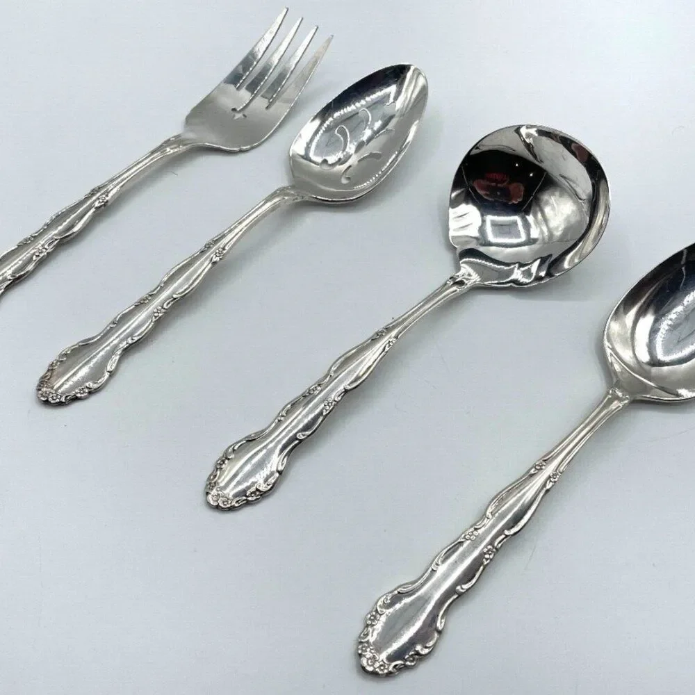 Oneida 1881 Rogers FLIRTATION 1959 Server Set 4 Piece Ladle, Fork, 2 Spoons